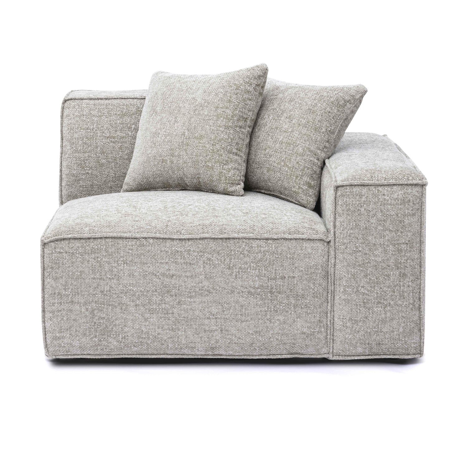 Mindy Performance Chenille Basketweave Modular Corner Chair - Taupe / RAF