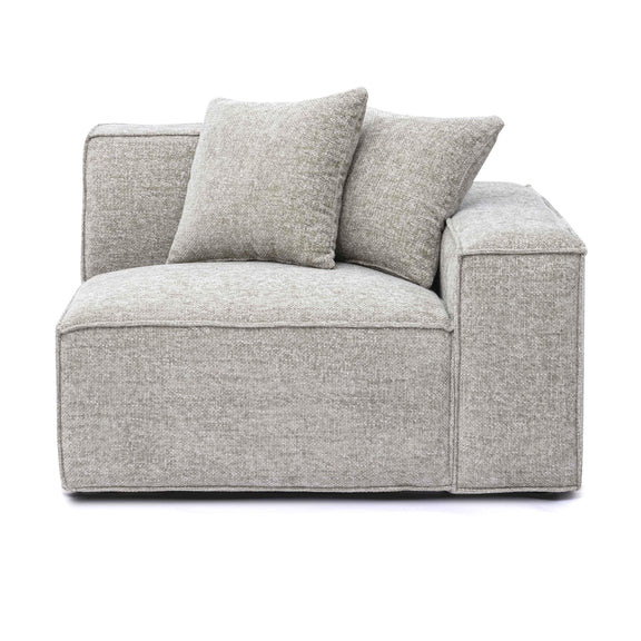 Mindy Performance Chenille Basketweave Modular Corner Chair - Taupe / RAF