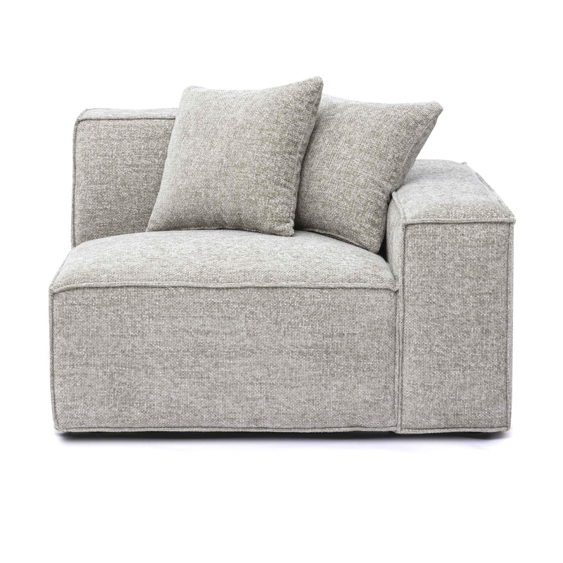 Mindy Performance Chenille Basketweave Modular Corner Chair - Taupe / RAF