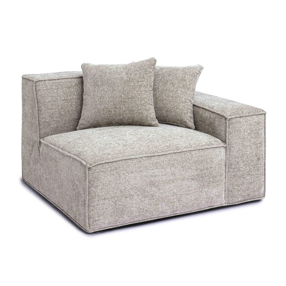 Mindy Performance Chenille Basketweave Modular Corner Chair - Taupe / RAF