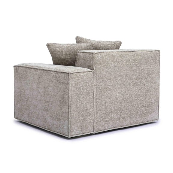 Mindy Performance Chenille Basketweave Modular Corner Chair - Taupe / RAF