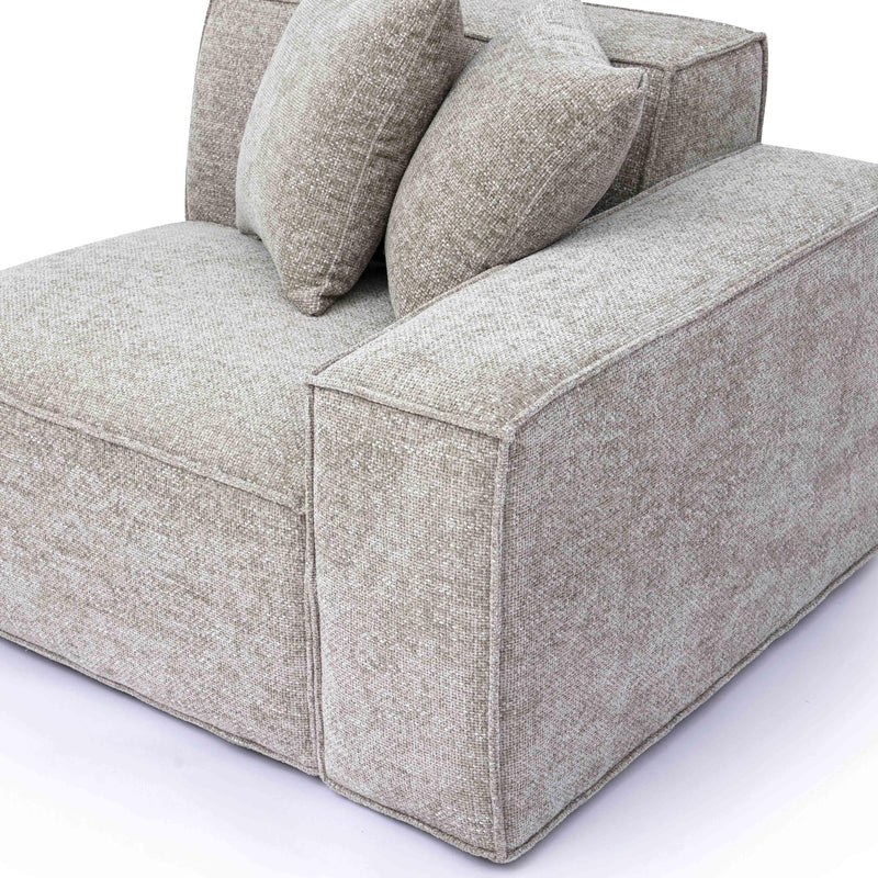 Mindy Performance Chenille Basketweave Modular Corner Chair - Taupe / RAF