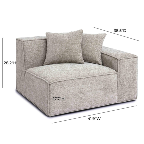 Mindy Performance Chenille Basketweave Modular Corner Chair - Taupe / RAF
