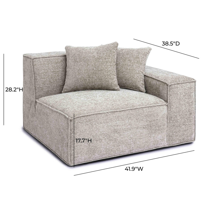 Mindy Performance Chenille Basketweave Modular Corner Chair - Taupe / RAF