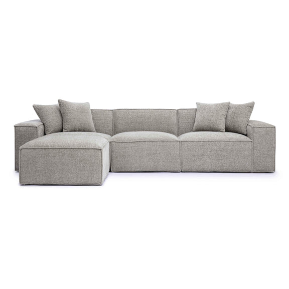 Mindy 4-Piece Performance Chenille Basketweave Modular Sectional - Taupe