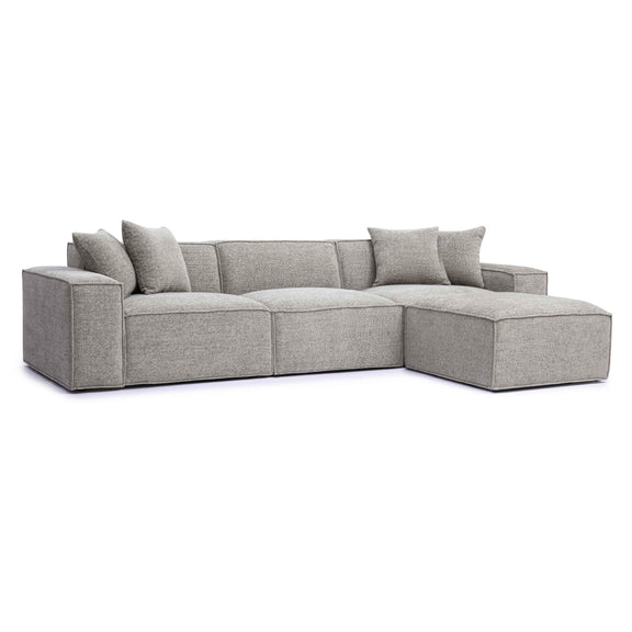 Mindy 4-Piece Performance Chenille Basketweave Modular Sectional - Taupe