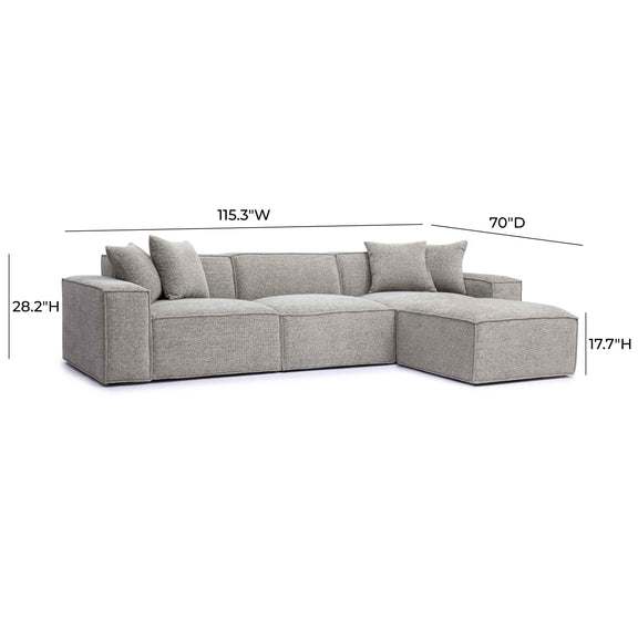 Mindy 4-Piece Performance Chenille Basketweave Modular Sectional - Taupe