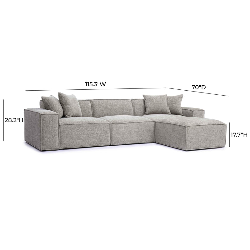 Mindy 4-Piece Performance Chenille Basketweave Modular Sectional - Taupe