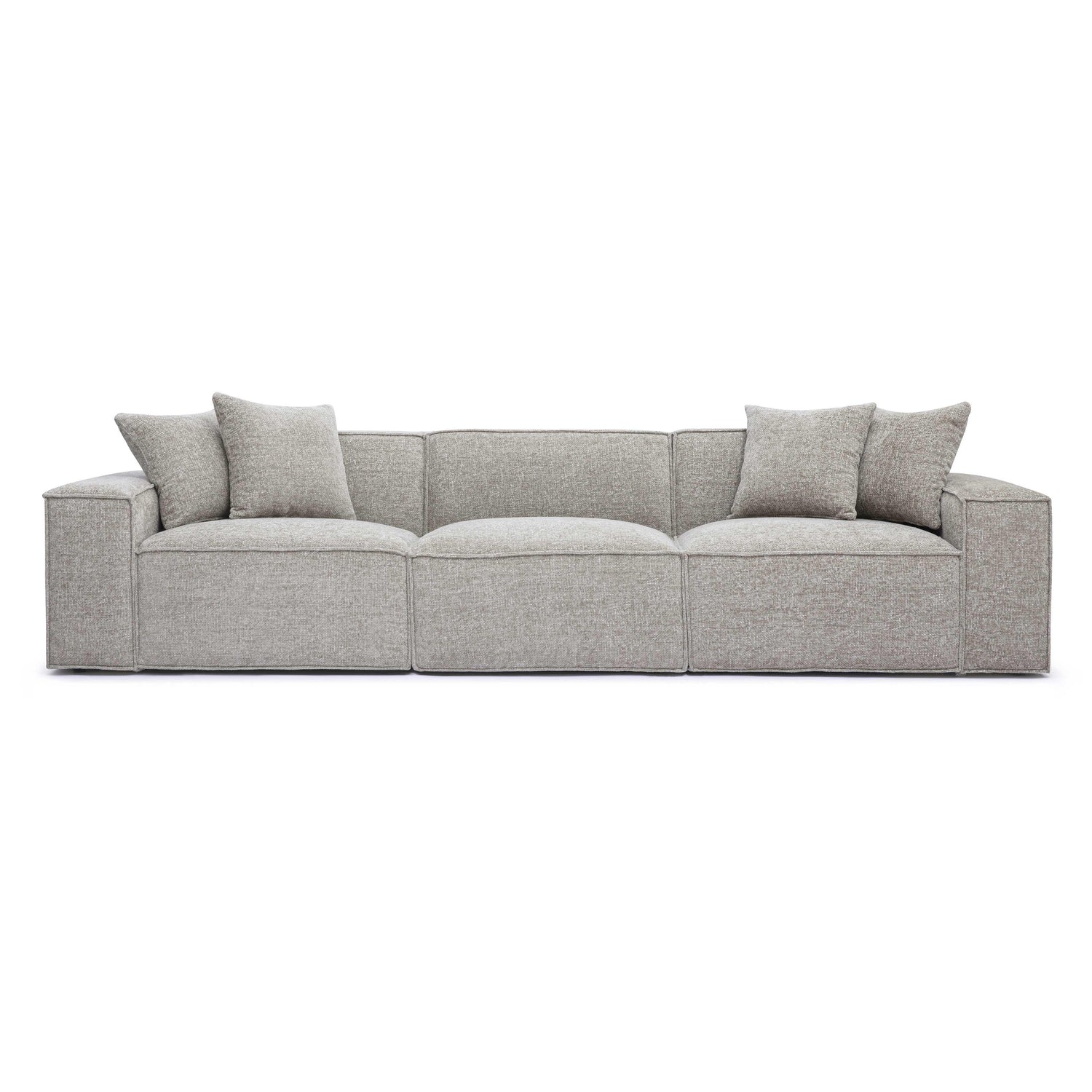Mindy Taupe Chenille Basketweave Modular Sofa