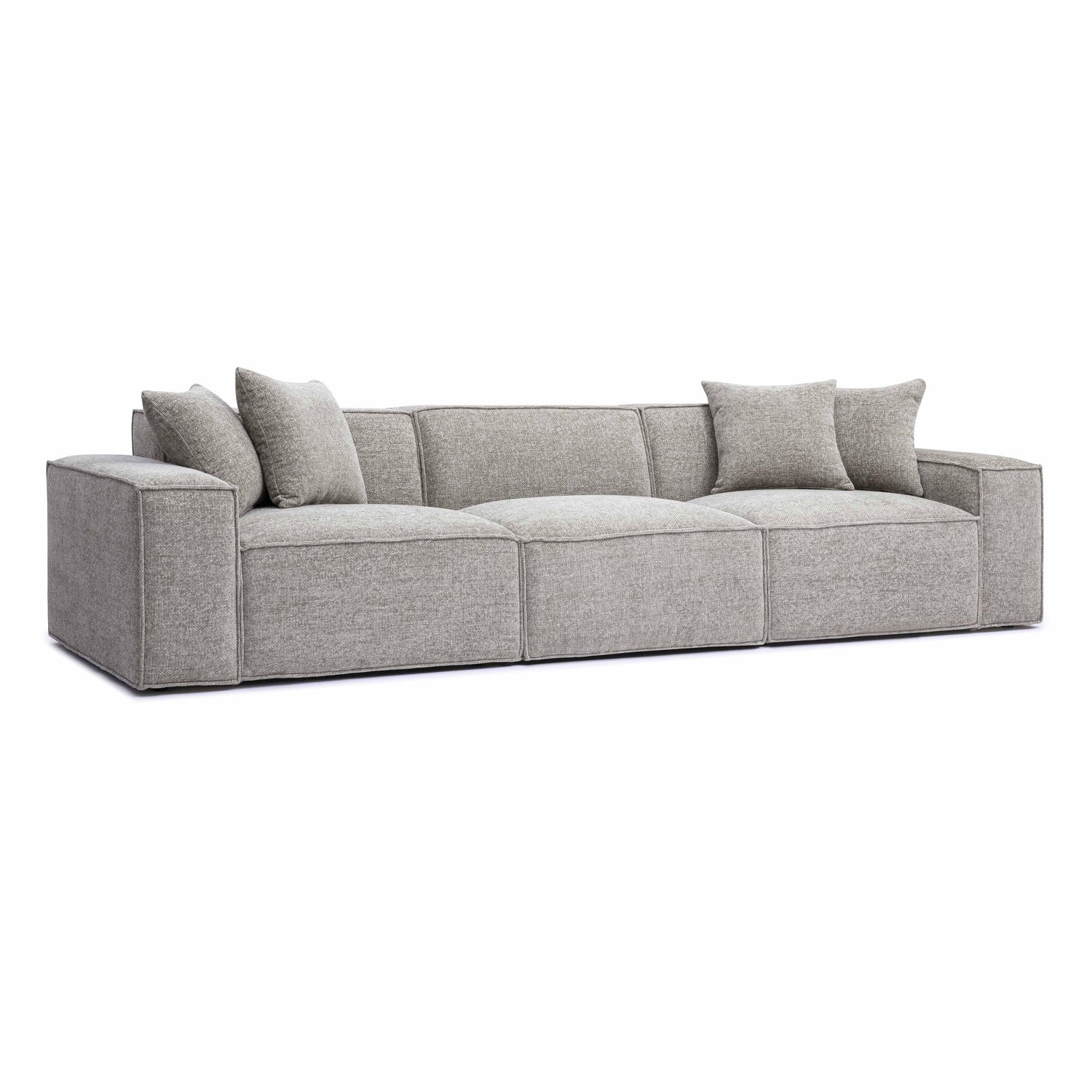 Mindy Taupe Chenille Basketweave Modular Sofa