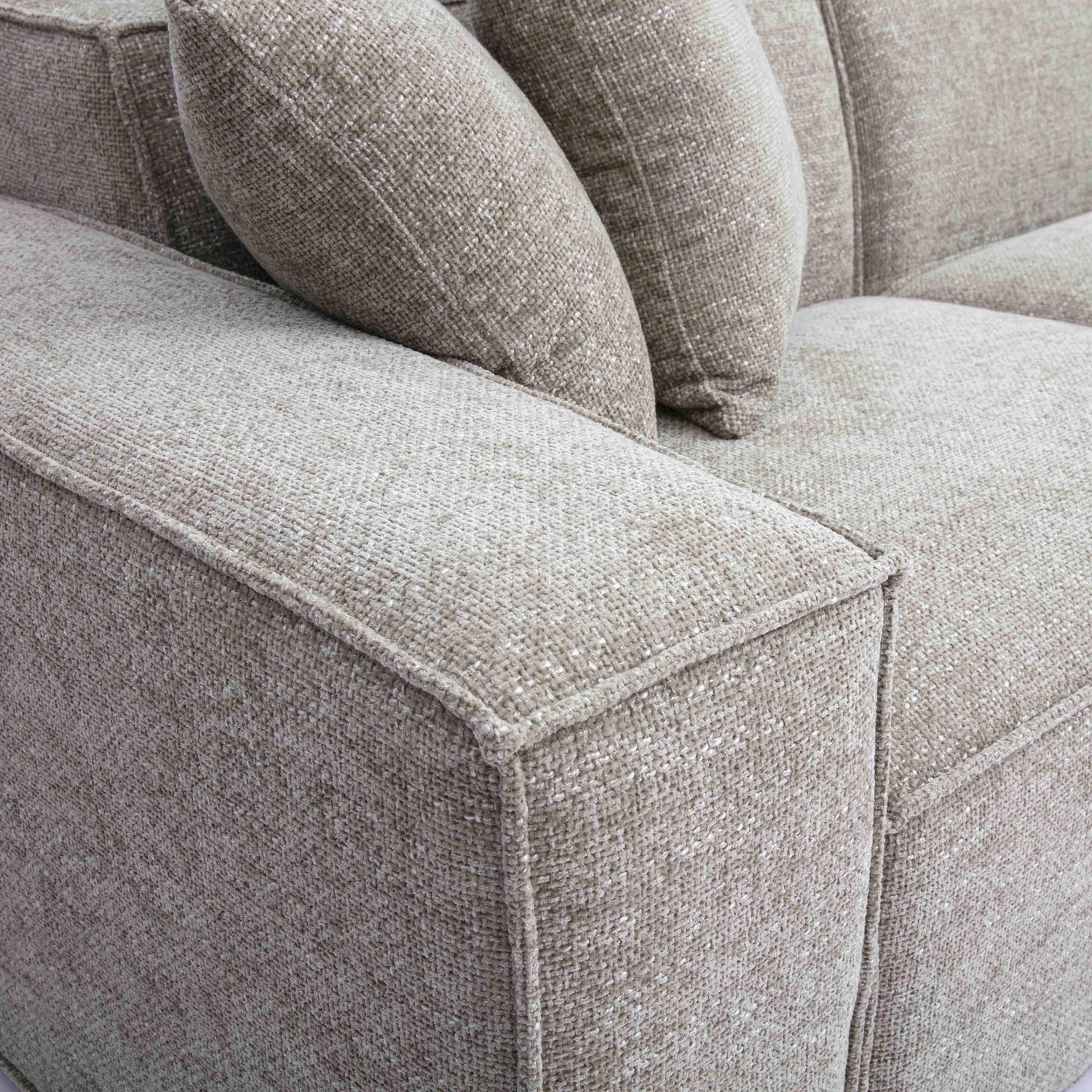 Mindy Taupe Chenille Basketweave Modular Sofa