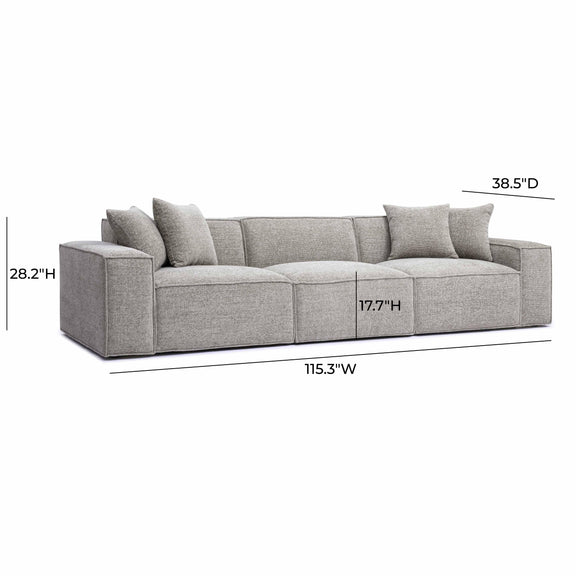 Mindy Taupe Chenille Basketweave Modular Sofa