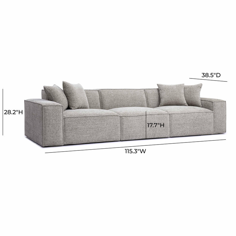 Mindy Taupe Chenille Basketweave Modular Sofa