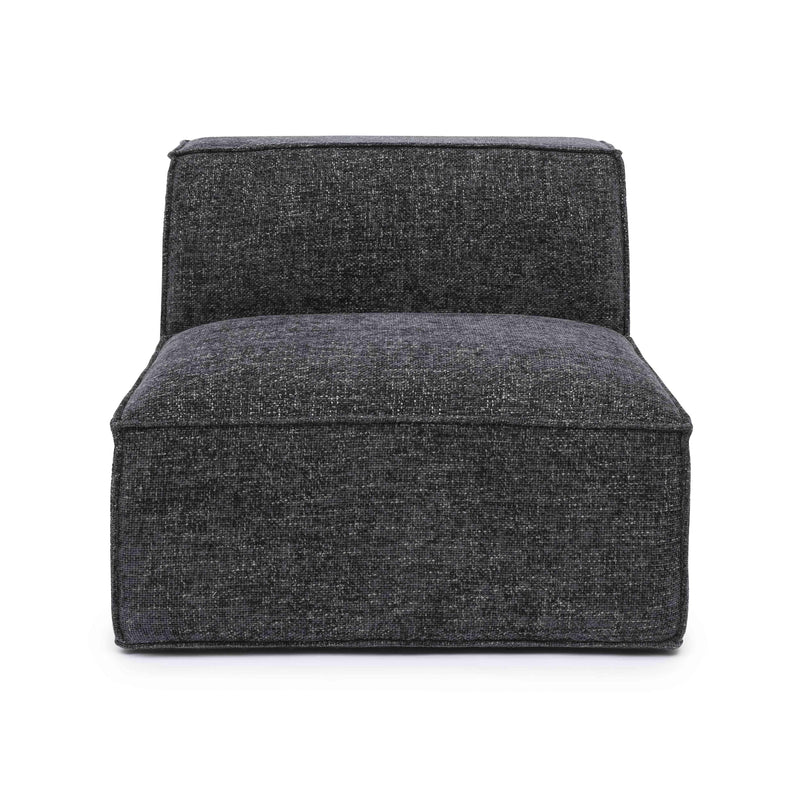 Mindy Charcoal Chenille Basketweave Armless Chair
