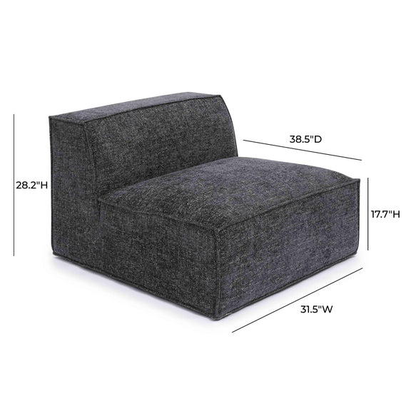 Mindy Charcoal Chenille Basketweave Armless Chair