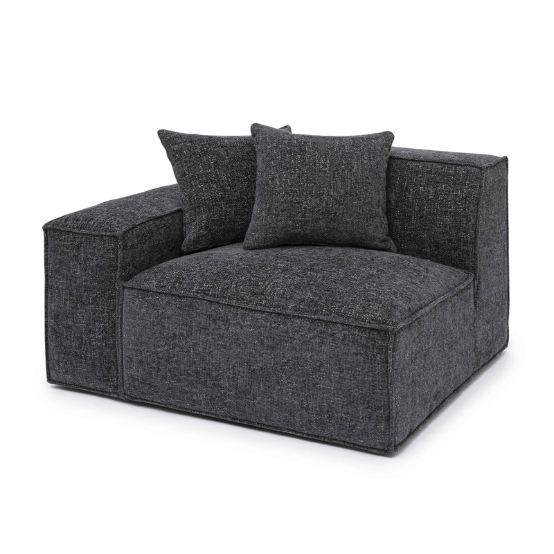 Mindy Charcoal Chenille Basketweave LAF Corner Chair