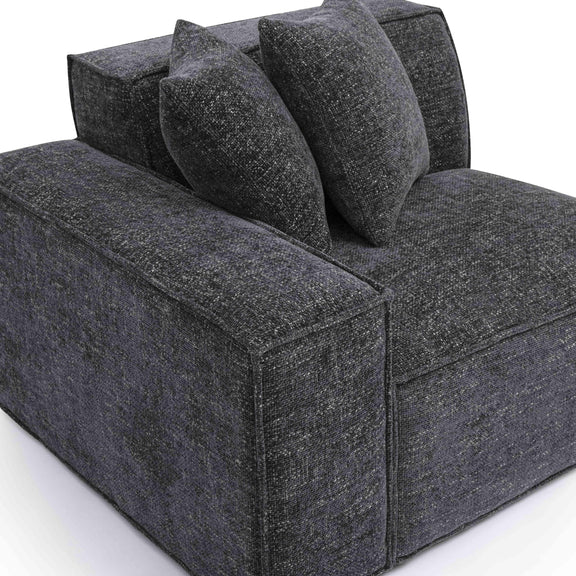Mindy Charcoal Chenille Basketweave LAF Corner Chair