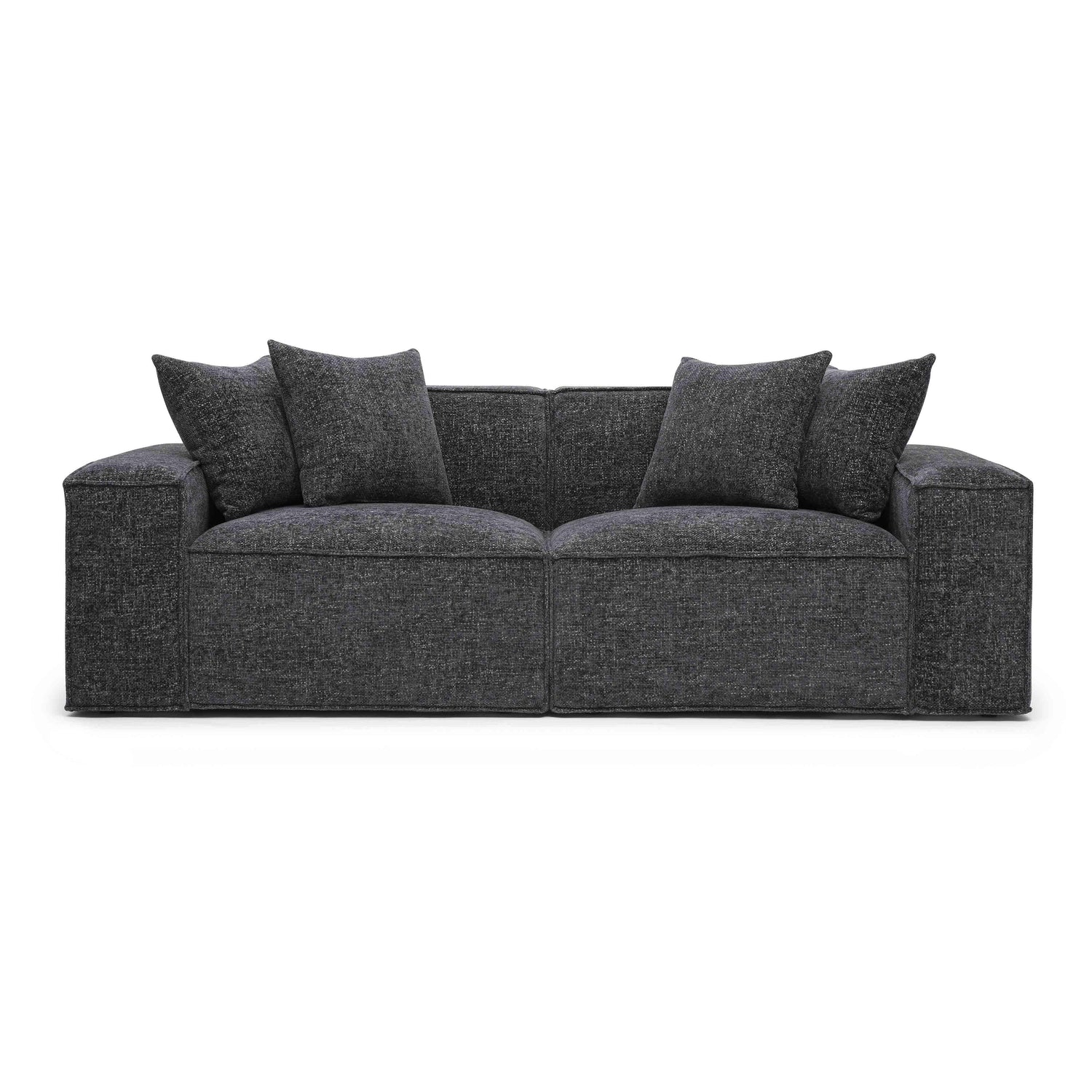 Mindy Charcoal Chenille Basketweave Modular Loveseat