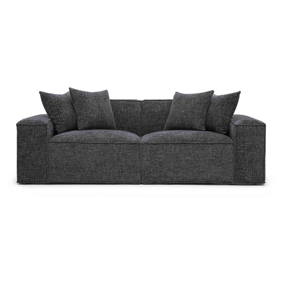 Mindy Charcoal Chenille Basketweave Modular Loveseat