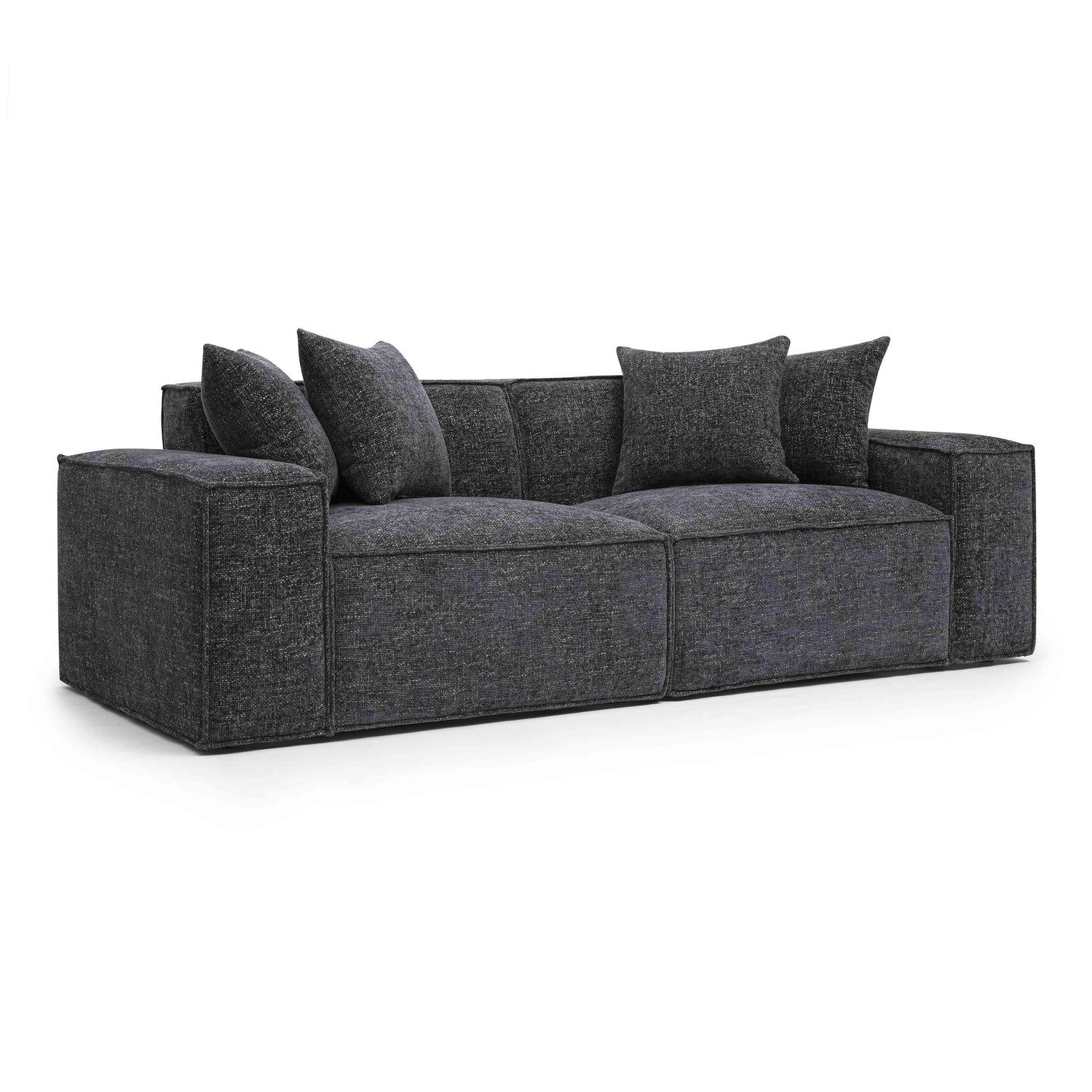 Mindy Charcoal Chenille Basketweave Modular Loveseat