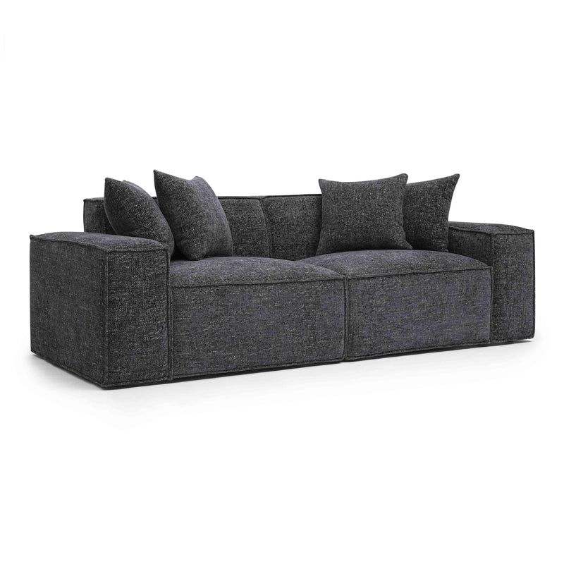 Mindy Charcoal Chenille Basketweave Modular Loveseat