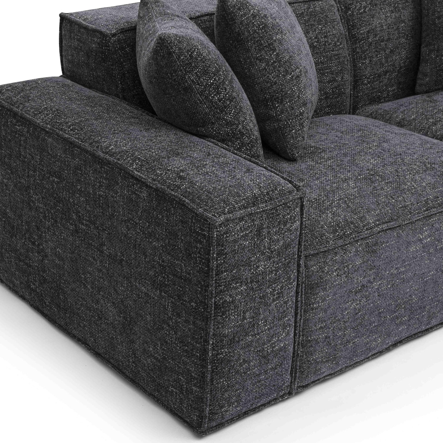 Mindy Charcoal Chenille Basketweave Modular Loveseat