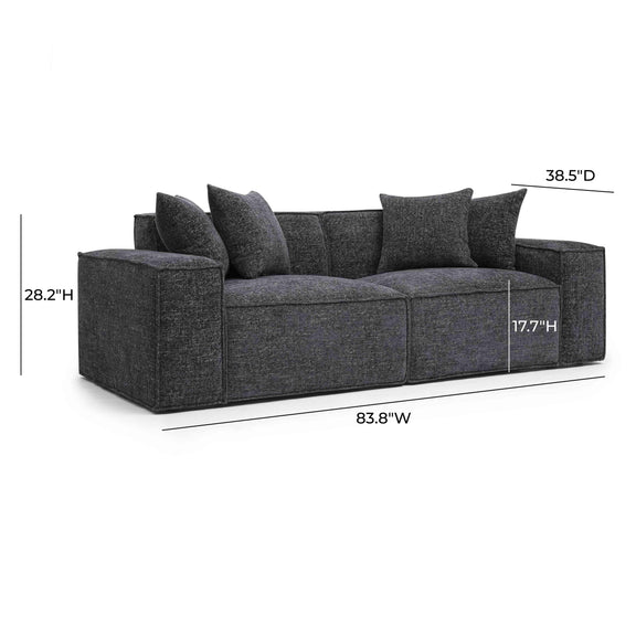 Mindy Charcoal Chenille Basketweave Modular Loveseat