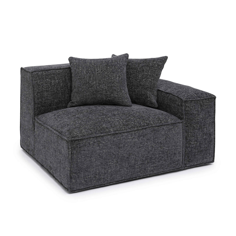 Mindy Charcoal Chenille Basketweave RAF Corner Chair