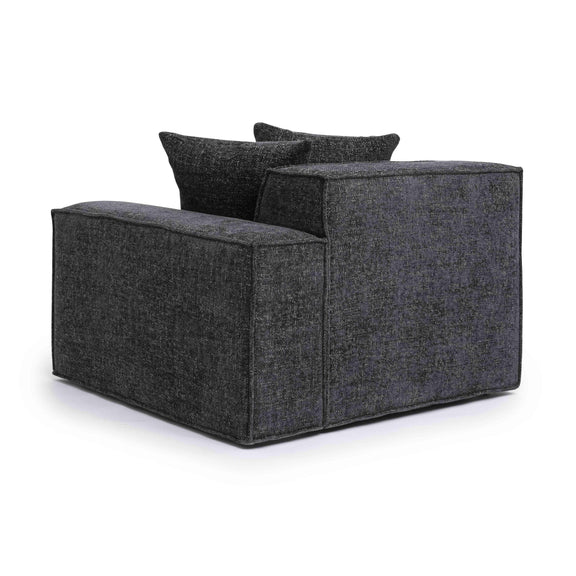 Mindy Charcoal Chenille Basketweave RAF Corner Chair