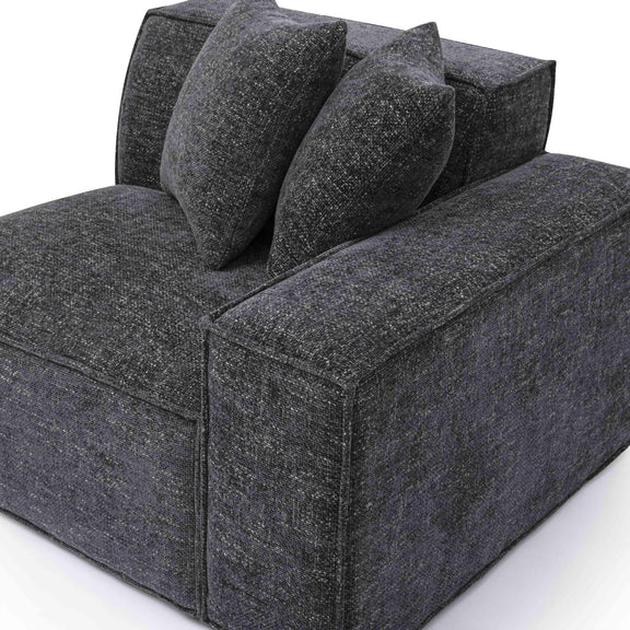 Mindy Charcoal Chenille Basketweave RAF Corner Chair