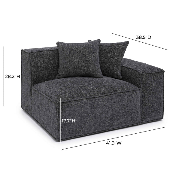 Mindy Charcoal Chenille Basketweave RAF Corner Chair