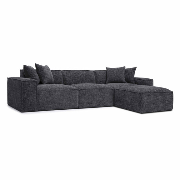 Mindy Charcoal Chenille Basketweave Modular Sectional