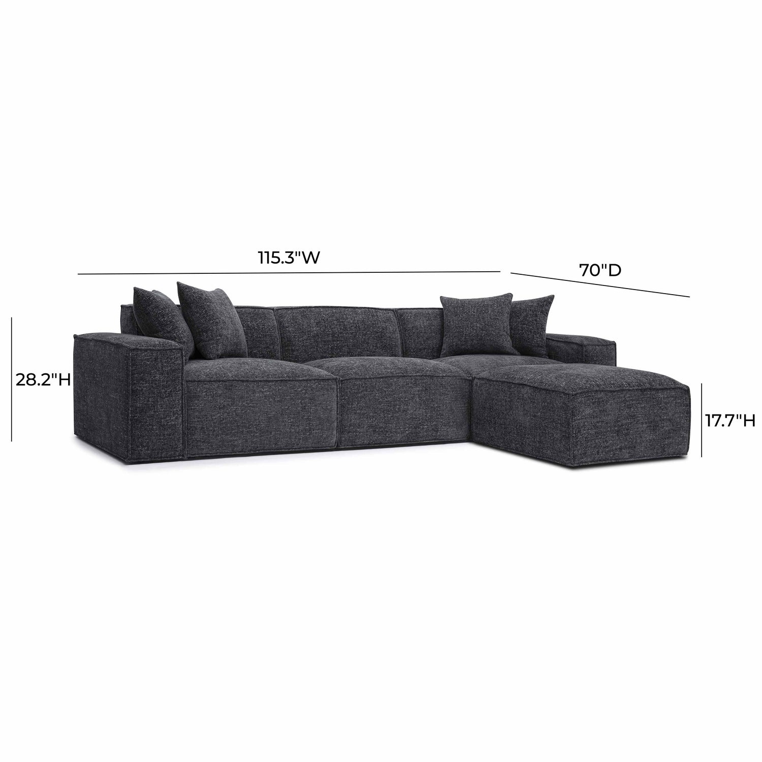 Mindy Charcoal Chenille Basketweave Modular Sectional