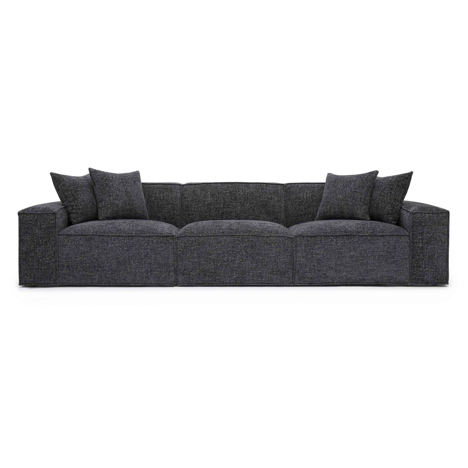 Mindy Charcoal Chenille Basketweave Modular Sofa