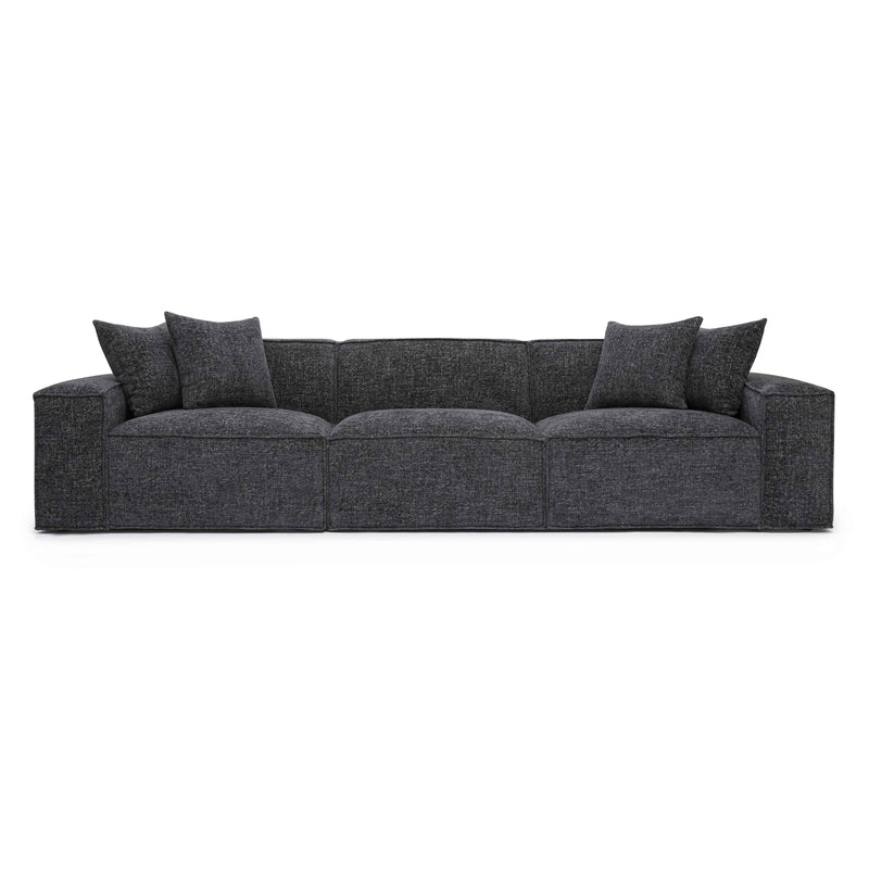 Mindy Charcoal Chenille Basketweave Modular Sofa