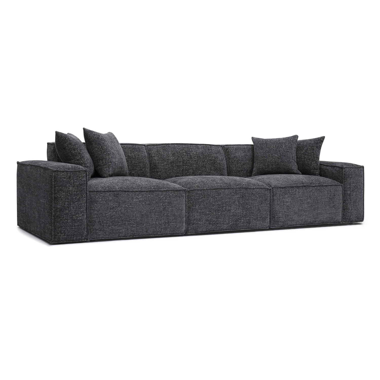 Mindy Charcoal Chenille Basketweave Modular Sofa