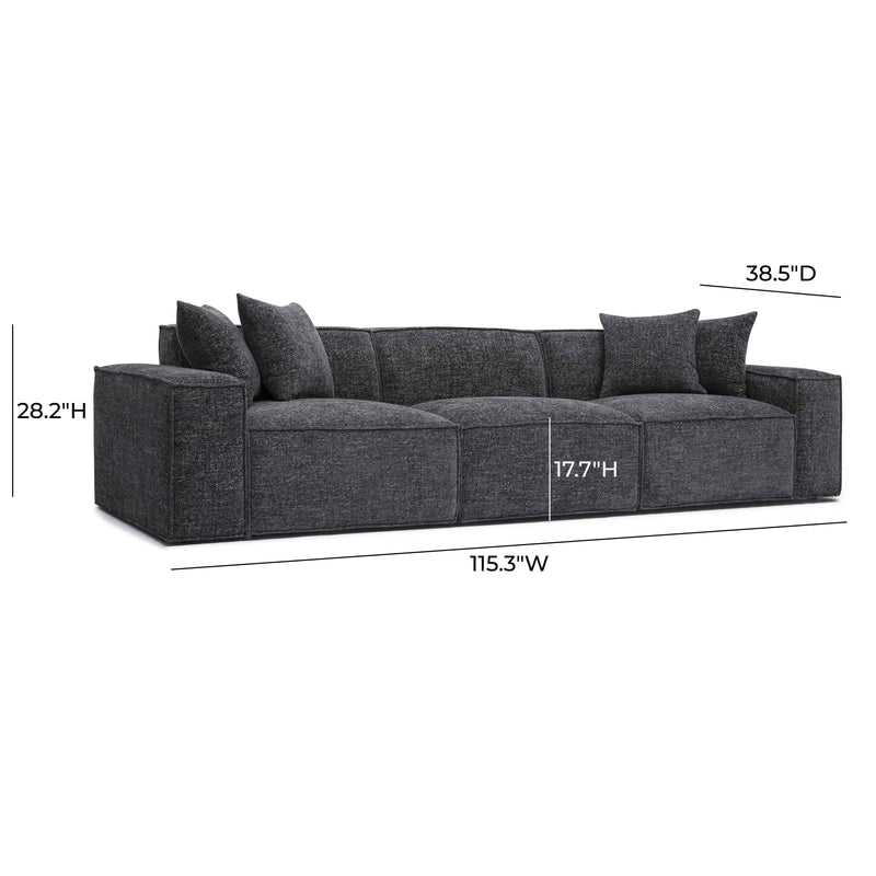 Mindy Charcoal Chenille Basketweave Modular Sofa