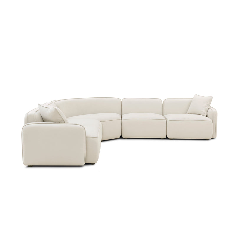 Travie 5-Piece Sand Upcycled Performance Linen Modular Large L-Sectional