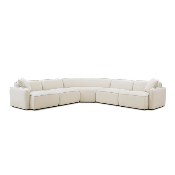 Travie 5-Piece Sand Upcycled Performance Linen Modular Large L-Sectional