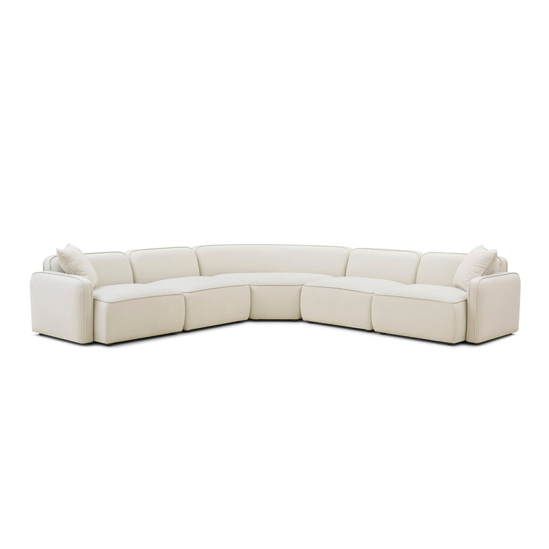Travie 5-Piece Sand Upcycled Performance Linen Modular Large L-Sectional