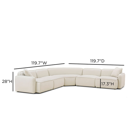 Travie 5-Piece Sand Upcycled Performance Linen Modular Large L-Sectional