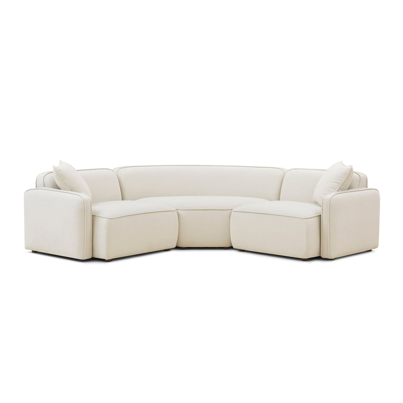 Travie 3-Piece Sand Upcycled Performance Linen Modular L-Sectional