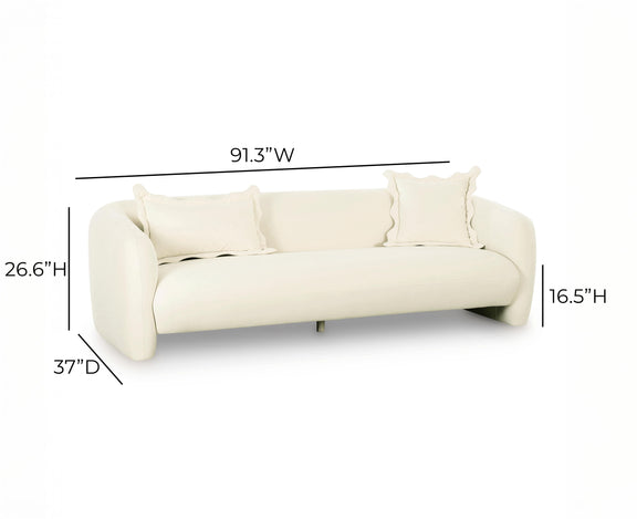 Lou 91" Performance Velvet Sofa - Cream