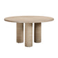 Patti Textured Faux Travertine Indoor / Outdoor Round Dining Table