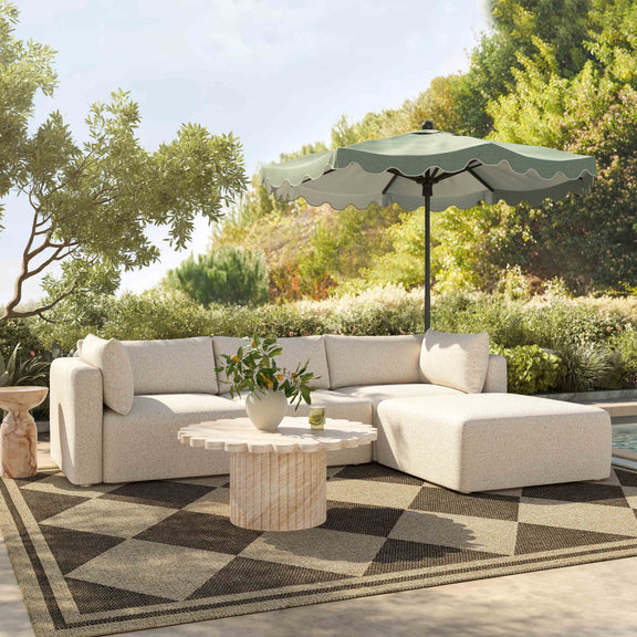 Hangover Cream Performance Fabric Outdoor Modular Armless Chair