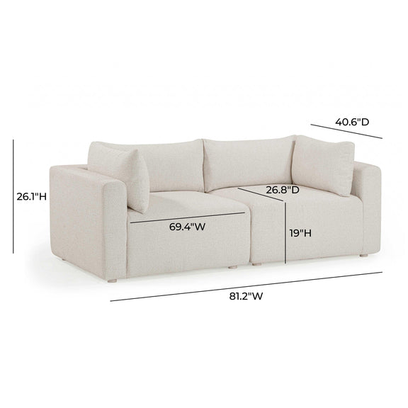 Hangover Cream Outdoor Modular Loveseat
