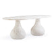 Smooch White Faux Marble Print Indoor / Outdoor 87 inch Oval Dining Table