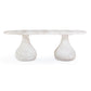 Smooch White Faux Marble Print Indoor / Outdoor 87 inch Oval Dining Table