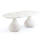 Smooch White Faux Marble Print Indoor / Outdoor 87 inch Oval Dining Table
