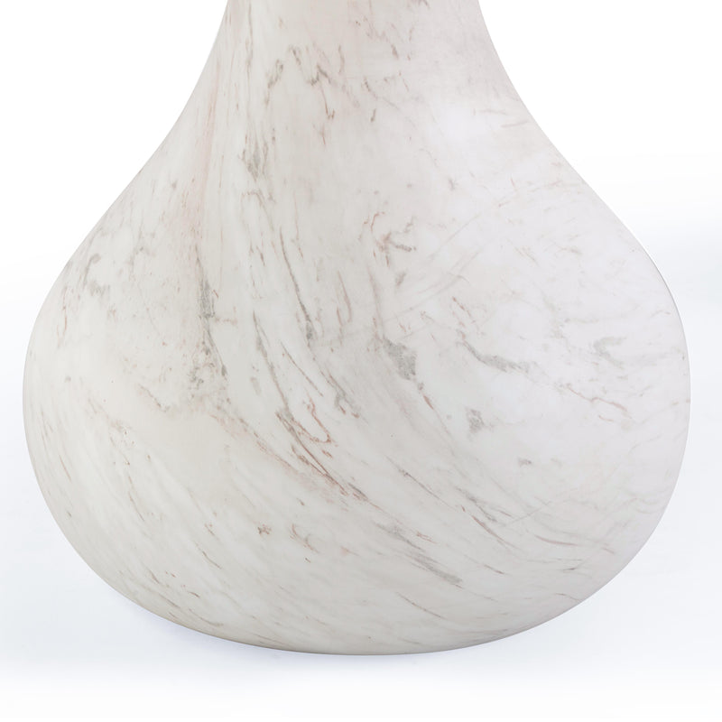Smooch White Faux Marble Print Indoor / Outdoor 87 inch Oval Dining Table